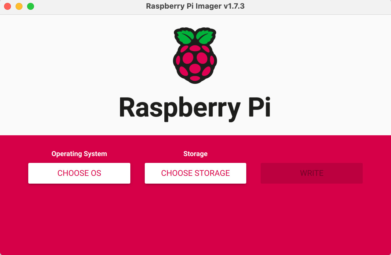 raspberry pi imager main menu