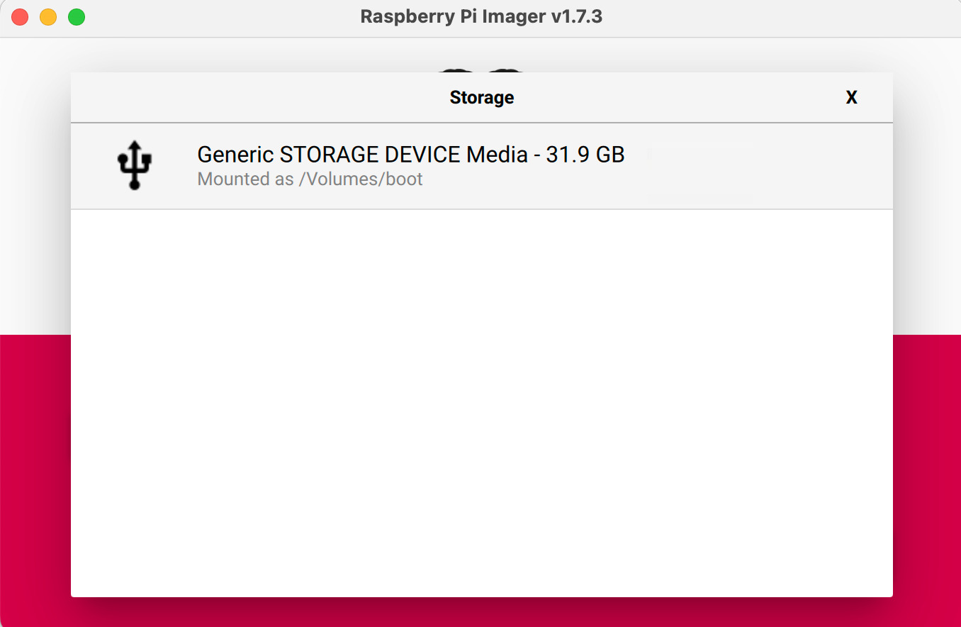 raspberry pi imager select storage